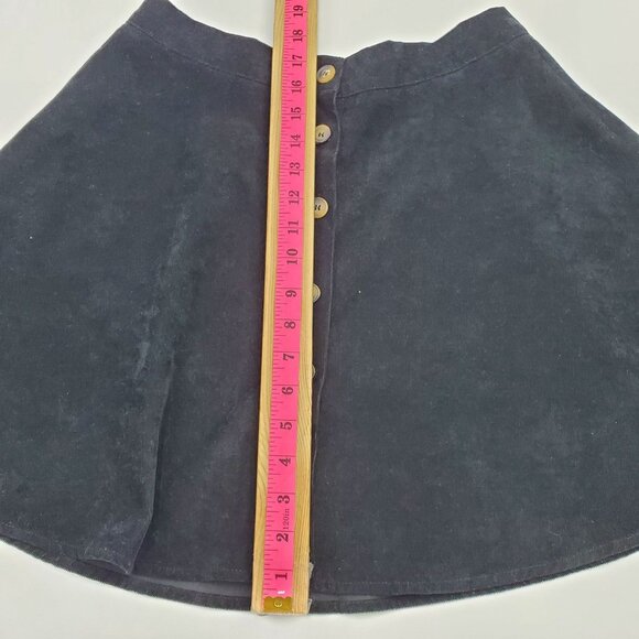 Corduroy Button Front Mini Skirt Black L Soft Flowy Stretch Grunge Fall 90s - Picture 13 of 13
